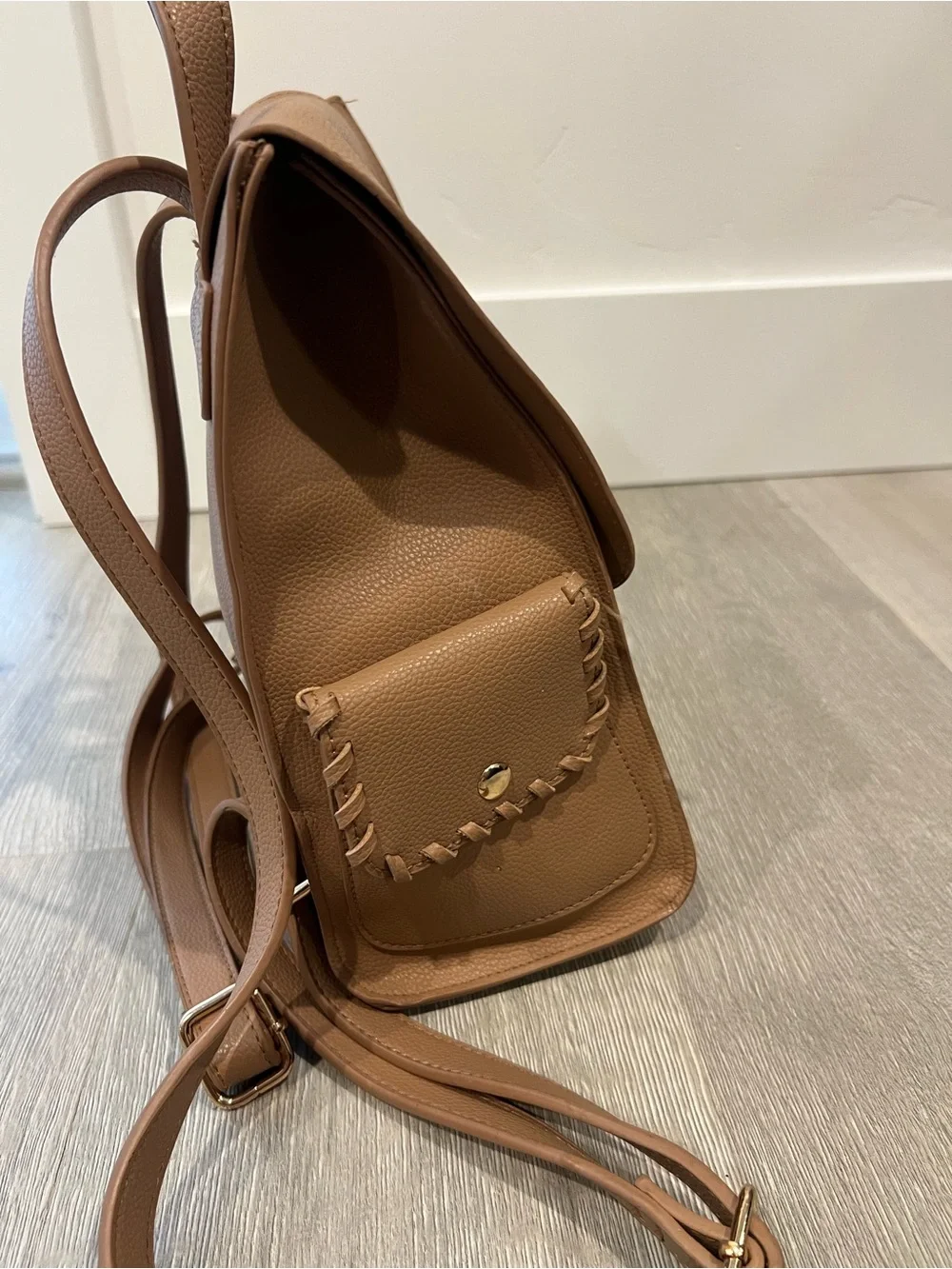 Tassel Detail Faux Leather Backpack - Brown
